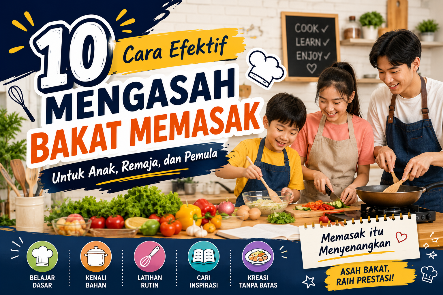 Pelajari 10 cara efektif mengasah bakat memasak untuk anak, remaja, dan pemula. Temukan tips praktis, manfaat, serta peluang karier di dunia kuliner dalam panduan lengkap ini.